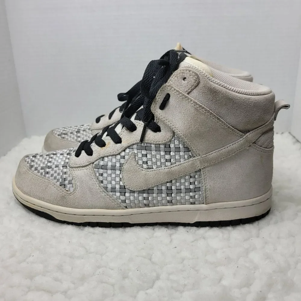 Vtg Nike Dunk Mens Size 10High Top Premium Suede Woven Grey Silver 317891-007